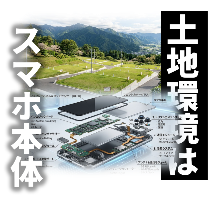 スマホの内部構造、自然の風景