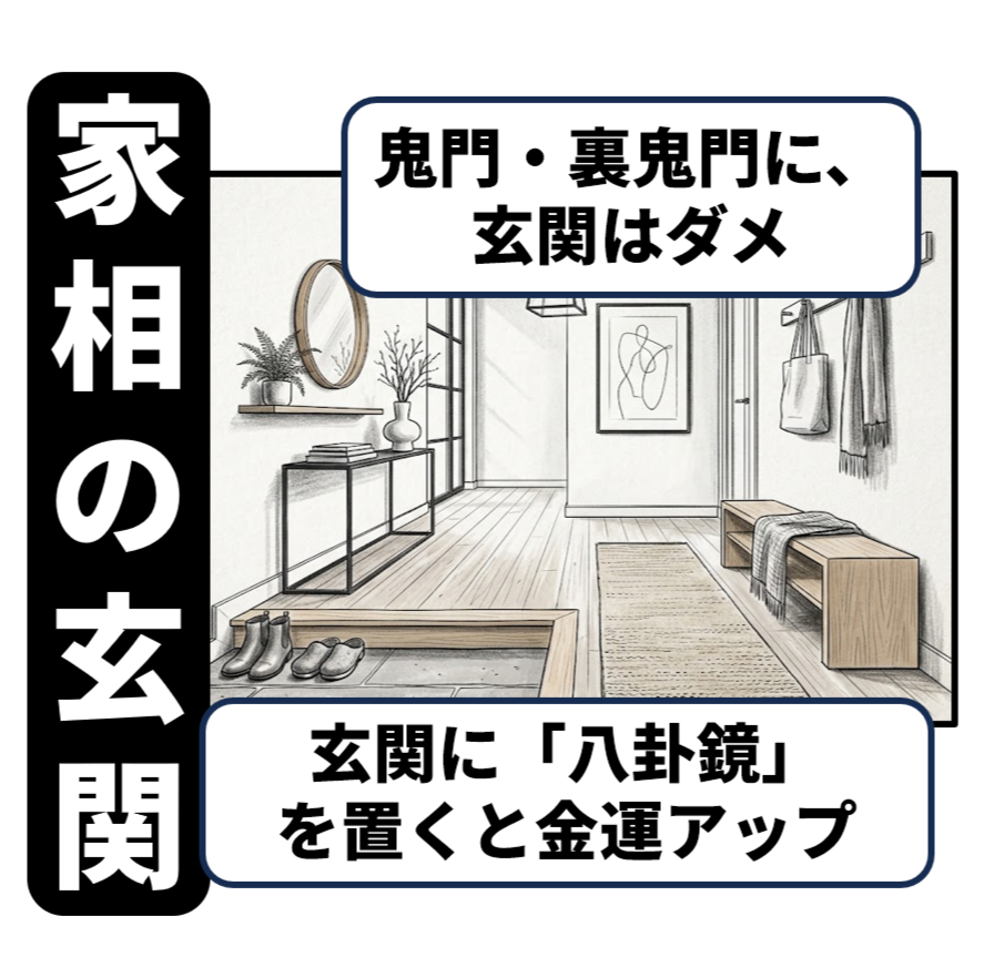 玄関の鬼門・裏鬼門と八卦鏡