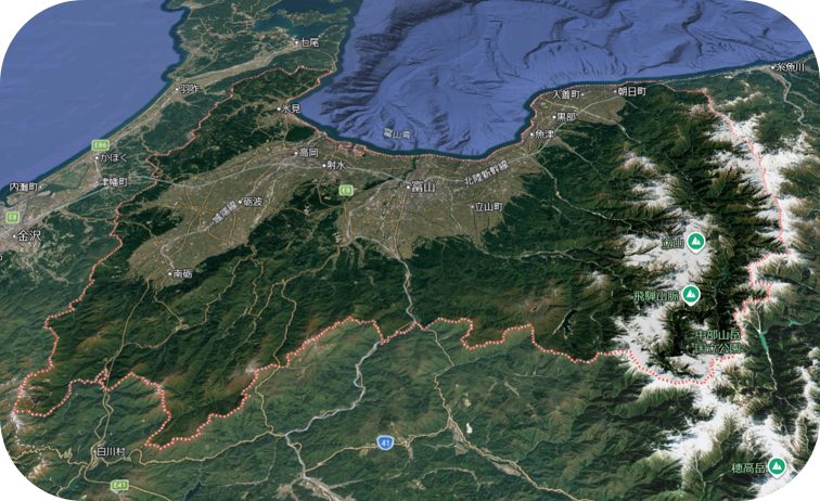富山県の上空写真