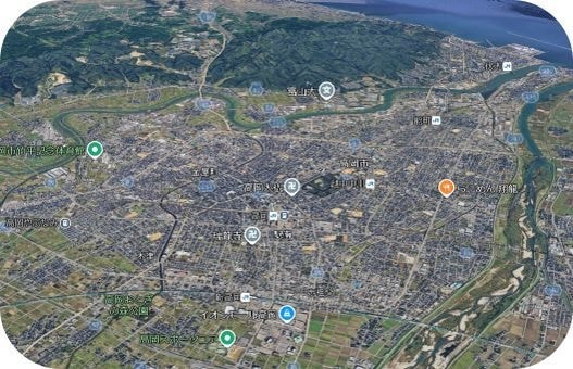 高岡市の駅周辺の地図写真