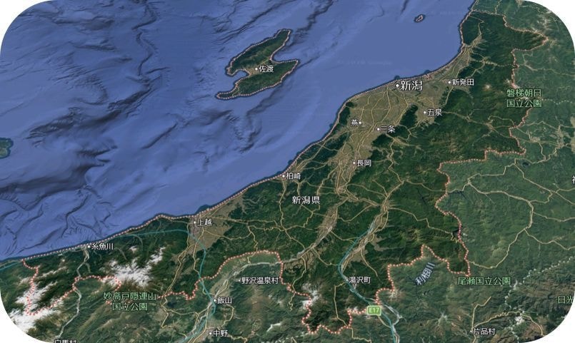 新潟県の全体の地図写真